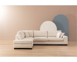 Goossens Saltillo Hoekbank - Stof - Wit - 300 x 80 x 218 cm - Geen hoek