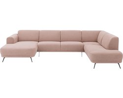 Goossens Shallow hoekbank - Stof - Roze - 359 x 84 x 219 cm