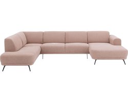 Goossens Shallow hoekbank - Stof - Roze - 359 x 84 x 219 cm