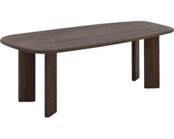 Goossens Slim Eettafel - Hout - 220 x 76 x 100 cm - Rond - donker bruin