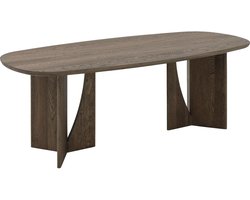 Goossens Slim Eettafel - Hout - 260 x 76 x 100 cm - Ovaal - bruin