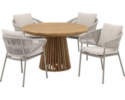 Goossens Tuinset Idro Incl. 4 Vasto Stoelen - Hout - onbewerkt - 120 x 76 x 120 cm