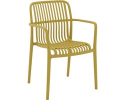 Goossens Tuinstoel Jelke - Kunststof - geel - 57 x 83 x 54 cm - Tuinstoel met armleuning - zonder kussen - Stapelbaar