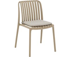 Goossens Tuinstoel Lygeke - Kunststof - bruin - 54 x 80 x 57 cm - Tuinstoel zonder armleuning - inclusief kussen - Stapelbaar