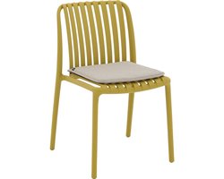 Goossens Tuinstoel Lygeke - Kunststof - geel - 54 x 80 x 57 cm - Tuinstoel zonder armleuning - inclusief kussen - Stapelbaar
