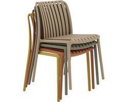 Goossens Tuinstoel Lygeke - Kunststof - groen - 54 x 80 x 57 cm - Tuinstoel zonder armleuning - inclusief kussen - Stapelbaar