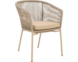 Goossens Tuinstoel Ravello - Buitenstof - beige - 60 x 77 x 59 cm - Stapelbaar