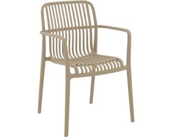 Goossens Tuinstoelen Jelke - Kunststof - bruin - 57 x 83 x 54 cm - Tuinstoel met armleuning - zonder kussen - Stapelbaar