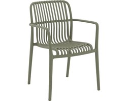 Goossens Tuinstoelen Jelke - Kunststof - groen - 57 x 83 x 54 cm - Tuinstoel met armleuning - zonder kussen - Stapelbaar
