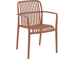 Goossens Tuinstoelen Jelke - Kunststof - oranje - 57 x 83 x 54 cm - Tuinstoel met armleuning - zonder kussen - Stapelbaar