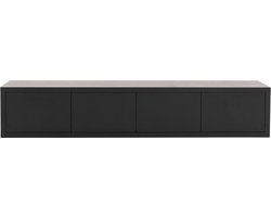 Goossens Tv Meubel Barcelona, 4 Kleppen Met Kabeldoorvoer - Hout Zwart