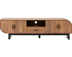 Goossens Tv Meubel Fabian, 4 Deuren 1 Lade 1 Open Vak - Hout Bruin