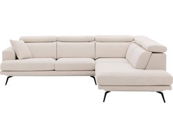 Goossens Viggo Hoekbank - Stof - Wit - 282 x 82 x 228 cm