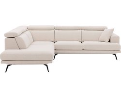 Goossens Viggo Hoekbank - Stof - Wit - 282 x 82 x 228 cm - Links