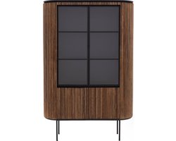 Goossens Vitrinekast Adel, 2 Glasdeuren 2 Dichte Deuren - Hout Bruin