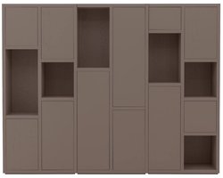 Goossens Wandmeubel Granada, 11 Deuren 6 Open Vakken - Hout Bruin