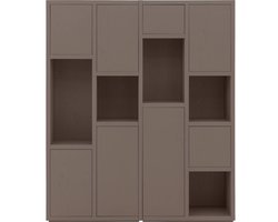 Goossens Wandmeubel Granada, 8 Deuren 5 Open Vakken - Hout Bruin