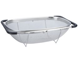 Gootsteen vergiet – uittrekbaar - keuken Vergiet - Groente afgieten - RVS - anti-slip grepen -zilver - LOUZIR