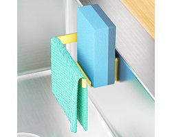 gootsteen, zelfklevende vaatdoekhouder, gootsteen Caddy keuken 2 in 1, roestvrijstalen vaatdoek opslag voor vaatdoek, sponzen, borstel (goud)
