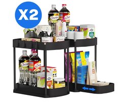 Gootsteenkast Organizer - Aanrecht - Kast - Keuken - Rek - Kruiden - Set van 2