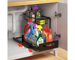 Gootsteenkast Organizer - Zwart - Keuken Organizer - Uitschuifbaar - Gootsteenrek