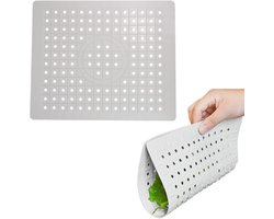 Gootsteenmat - Vierkant - Rubber - 1 stuk - 31 × 26 cm - Gootsteenmat - Antislip en krasbestendig - Afvoerbeschermer voor gootstenen, servies en bestek - Wit