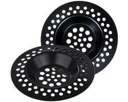 Gootsteenzeefje - 2x - metaal - zwart - D6,5 cm - eenvoudig afval filteren