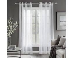 gordijn in linnenlook met lussen, 140 x 175 cm en 140 x 245 cm, 2-delige set