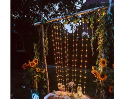 Gordijn koperen kabel - breedte 11 m - 180 LEDs - warm wit - buiten - verlichting