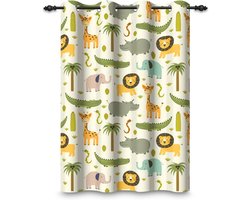 Gordijn met dieren - verduisterend - 1 stuk - polyester - 107 x 160 cm