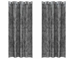 Gordijn met gordijnen 2 st | Raamgordijn Grijs 225 x 140 cm Fluweel