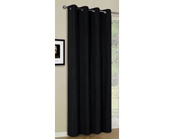 Gordijn ondoorzichtige sjaal met micro satijnen ogen, mat -20405-, 20405, zwart, HxB 225x140 cm