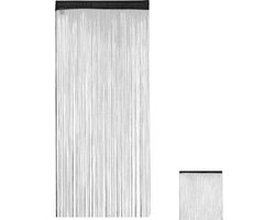 Gordijn, set van 2, tunnel voor roede, 245 cm lang, stof, koordgordijn, 90 x 245 cm, zwart