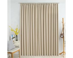 Gordijn verduisterend met haken 290x245 cm beige