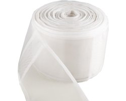 Gordijnband 10 cm x 10 m, Transparante Naaitape voor Gordijnroedes, Plisséband met Potloodplooien en Haakjes