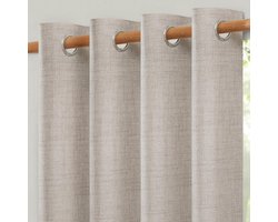 Gordijnen Kant en Klaar met Haakjes - Gordijn voor Gordijnroede - Verduisterend - Beige