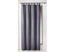 Gordijnen-Kant en klaar- met ophanglus 140x260cm uni polyester donker grijs