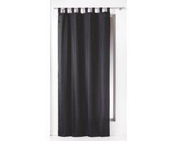 Gordijnen-Kant en klaar- met ophanglus 140x260cm uni polyester zwart