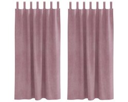 Gordijnen met gordijnen 2 st | Raamgordijn Donkerroze 140 x 175 cm Fluweel