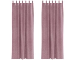 Gordijnen met gordijnen 2 st | Raamgordijn Donkerroze 140 x 245 cm Fluweel