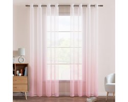 Gordijnen met kleurverloop - transparant en luchtig - set van 2 - 215 x 140 cm