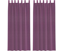 Gordijnen met lussen 2 st | Raamgordijn 140x245 cm paars
