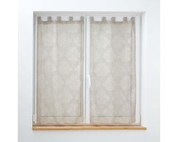 Gordijnen met Lussen - Taupe - Set van 1 paar - Geweven Voile