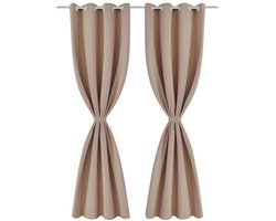 Gordijnen met metalen ringen 135 x 245 cm 2 st | Raamgordijnuks (creme)