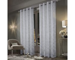 Gordijnen met patroon, zilver, ondoorzichtig, 100%, fluwelen gordijn woonkamer, gordijn, verduistering, kort, met ringen, stof, glanzend, elegant, wit, set van 2, 175 x 140 cm