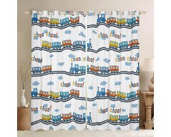 Gordijnen met wolken en auto's, blauw, 2-delig, XL