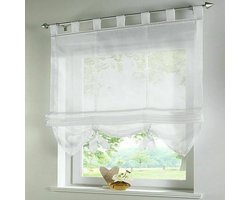 Gordijnen, Romeinse jaloezieën, caféjaloezieën, 80x155 cm, wit