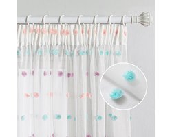 Gordijnen set van 2 met plooiband en vitrage voor kinderkamer en woonkamer, modern en decoratief, H 215 x B 140 cm