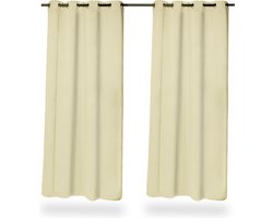 gordijnen verduisterend - set van 2 - met ringen - 245 x 135 cm - kant- en klaar - zand