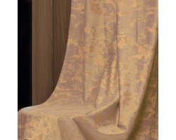 Gordijnen - Verduisterende Gordijnen - Fluweel Gordijnen - Met Gouden Print - Thermische Isolatie Gordijnen - 2 stuks Kant en Klare Gordijnen - Perzikroze - B 132 x H 274cm